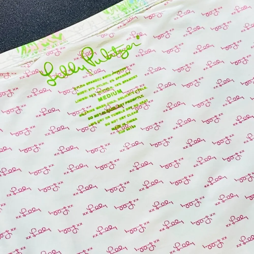 ~ RARE Lilly Pulitzer Med Bikini Swim Bottom Lioness Patch Pattern, Lined